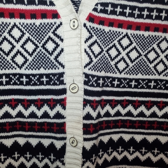 Izod Woman’s Size Medium Button Up Cardigan Knit Sweater Multi Color - Picture 4 of 12